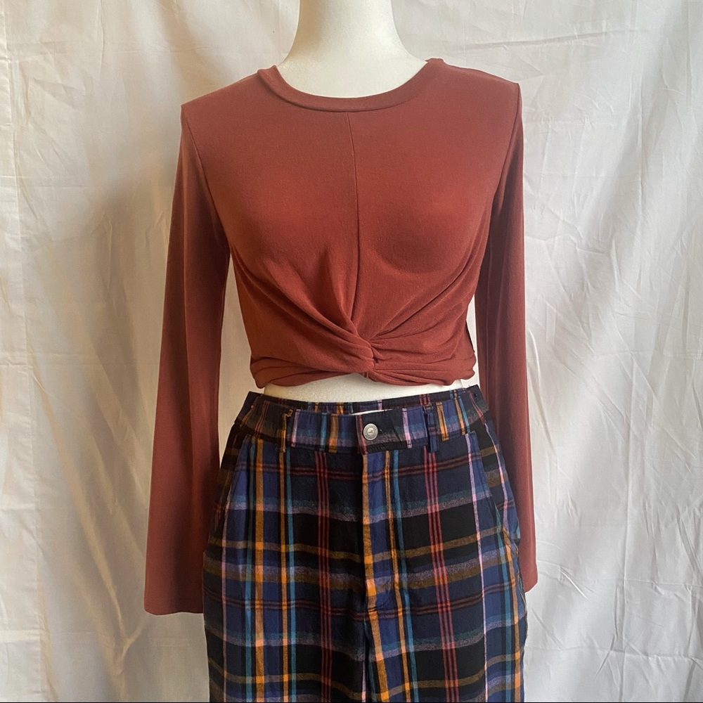 Dusty Red Long Sleeve Crop Top